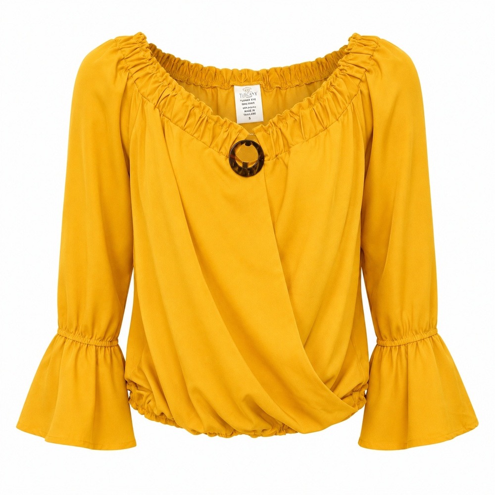 Tissini Boho Bell Sleeve Blouse Womens Large Folkcore Gypsycore Wanderlust